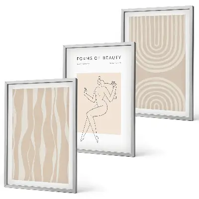 Set of 3 abstract boho framed wall art pieces 