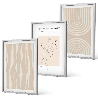 Set of 3 framed wall art pieces Abstract boho decorations