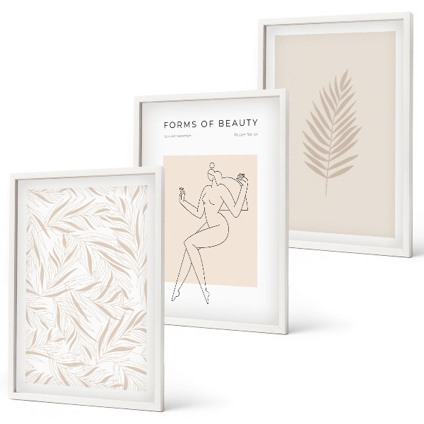 Three-piece wall art piece Minimalist botanical motifs