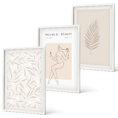 Three-piece wall art piece Minimalist botanical motifs