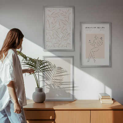 Three-piece wall art piece Minimalist botanical motifs