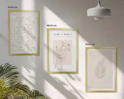 Three-piece wall art set with minimalist botanical motifs