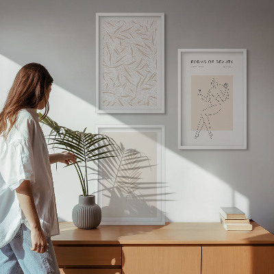 Three-piece wall art piece Minimalist botanical motifs