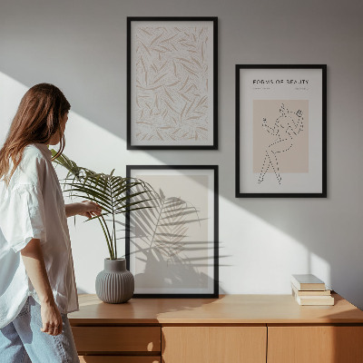 Three-piece wall art piece Minimalist botanical motifs