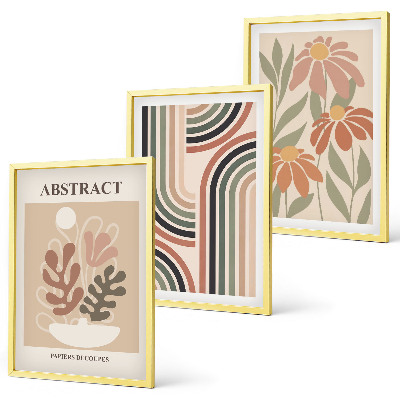 Set of 3 framed wall art pieces Abstract plants in pastels