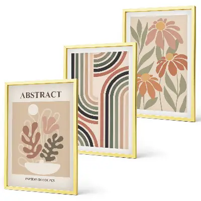 Abstract plants in pastels wall art set of 3 framed pieces