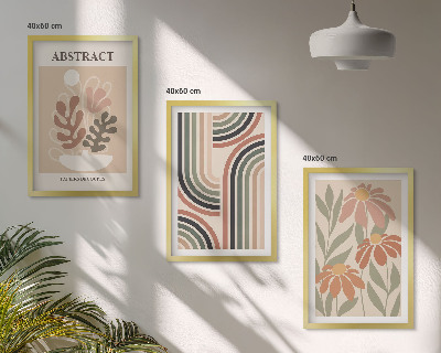 Set of 3 framed wall art pieces Abstract plants in pastels