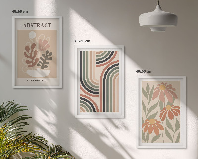 Set of 3 framed wall art pieces Abstract plants in pastels