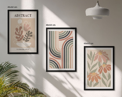 Set of 3 framed wall art pieces Abstract plants in pastels