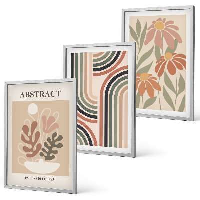 Set of 3 framed wall art pieces Abstract plants in pastels