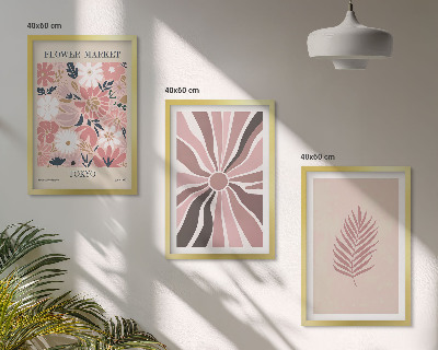 Three-piece wall art piece Floral leaf patterns and geometry