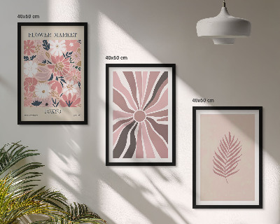 Three-piece wall art piece Floral leaf patterns and geometry
