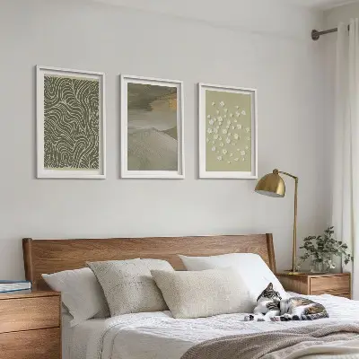 Abstract floral wavy patterns set of 3 framed wall art pieces