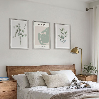Wall art set Plant motifs in green