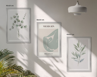 Wall art set Plant motifs in green