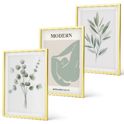 Wall art set Plant motifs in green