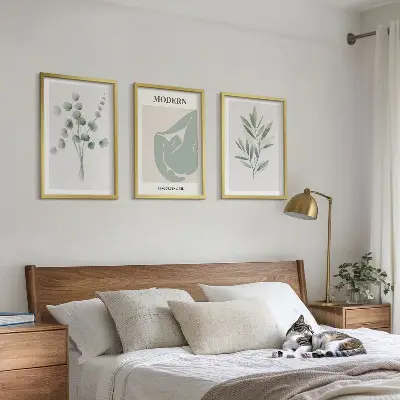 Wall art set with green plant motifs