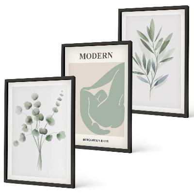 Wall art set Plant motifs in green