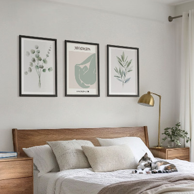Wall art set Plant motifs in green