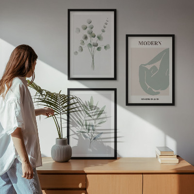 Wall art set Plant motifs in green