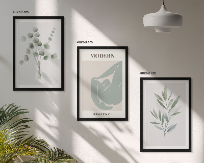 Wall art set Plant motifs in green