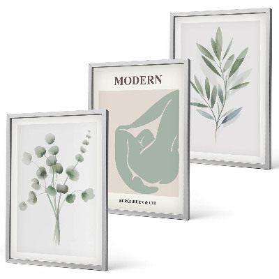 Wall art set Plant motifs in green