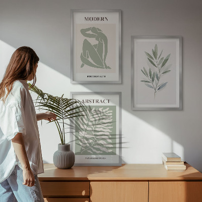 Three-piece wall art piece Matisse watercolor boho design
