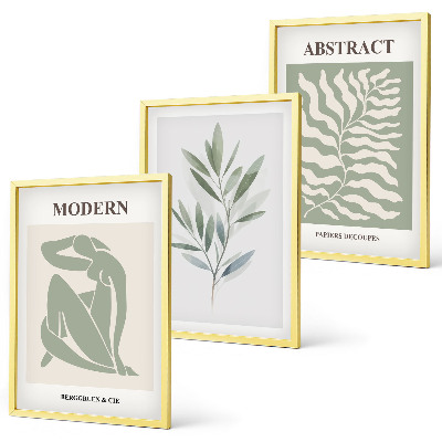 Three-piece wall art piece Matisse watercolor boho design