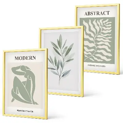Three-piece wall art set with Matisse watercolor boho design