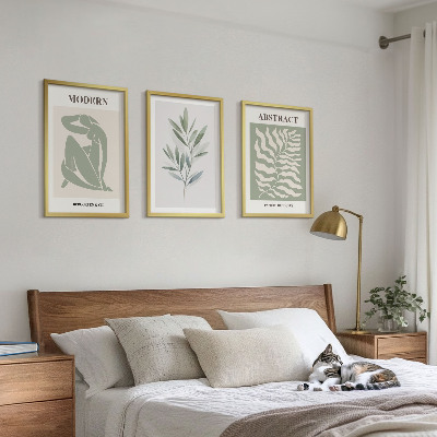 Three-piece wall art piece Matisse watercolor boho design
