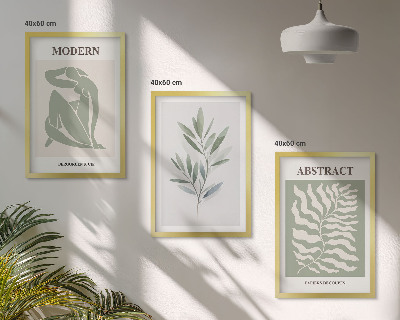 Three-piece wall art piece Matisse watercolor boho design