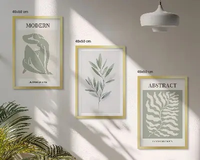 Three-piece wall art set with Matisse watercolor boho design