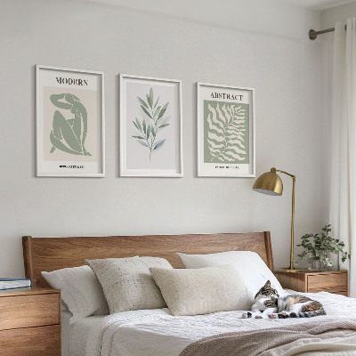 Three-piece wall art piece Matisse watercolor boho design