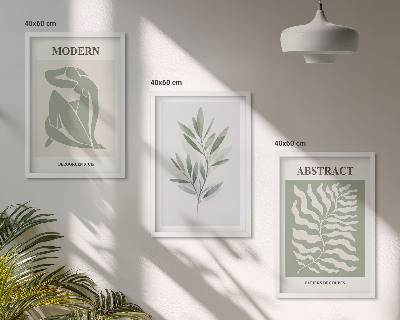 Three-piece wall art piece Matisse watercolor boho design