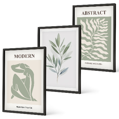 Three-piece wall art piece Matisse watercolor boho design