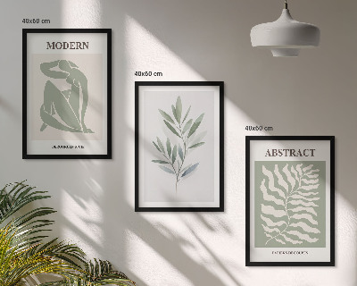 Three-piece wall art piece Matisse watercolor boho design