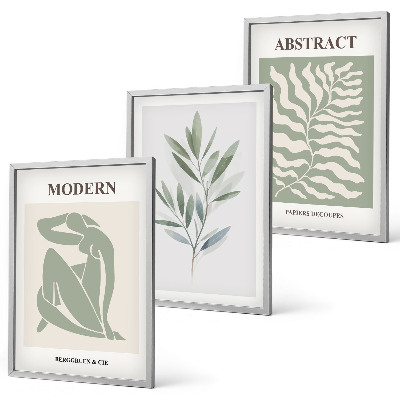 Three-piece wall art piece Matisse watercolor boho design