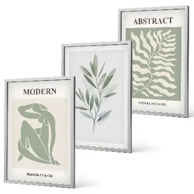Three-piece wall art set with Matisse watercolor boho design