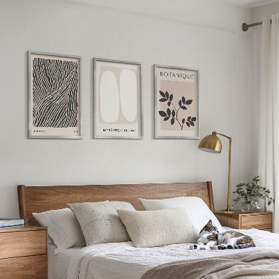 Set of 3 framed wall art pieces Plant patterns and lines
