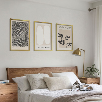 Set of 3 framed wall art pieces Plant patterns and lines