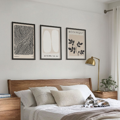 Set of 3 framed wall art pieces Plant patterns and lines