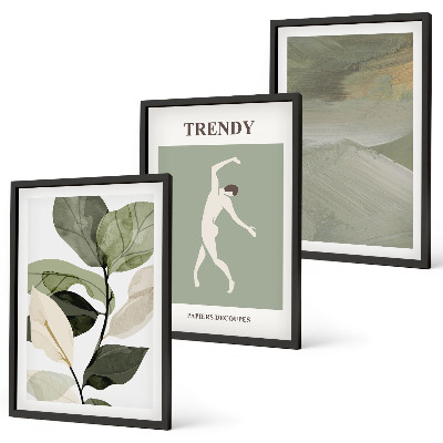 Wall art set Plant silhouette abstract patterns