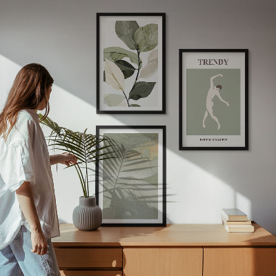 Wall art set Plant silhouette abstract patterns