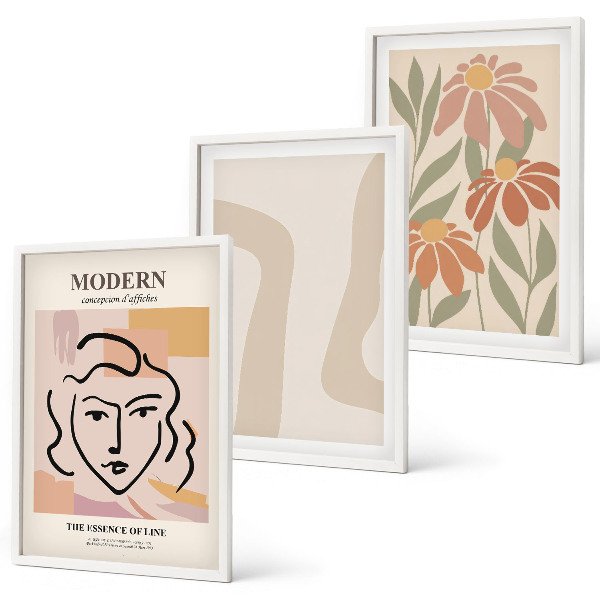 Three-piece wall art piece Modern abstract woman
