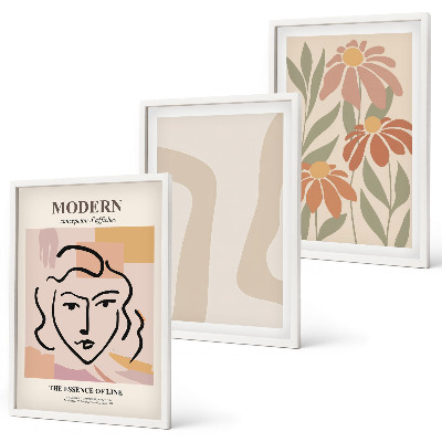 Three-piece wall art piece Modern abstract woman