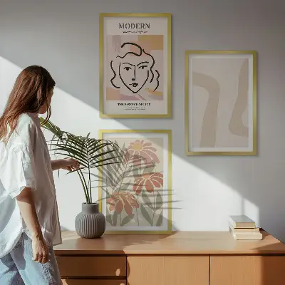 Modern abstract woman wall art three-piece set