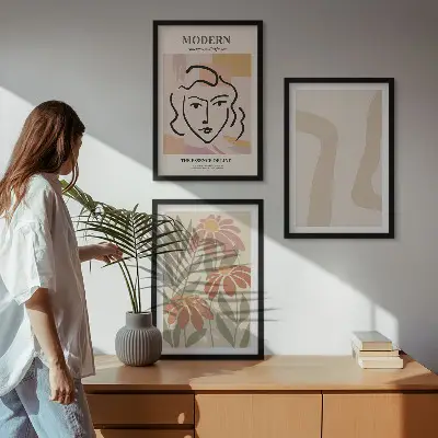 Modern abstract woman wall art three-piece set