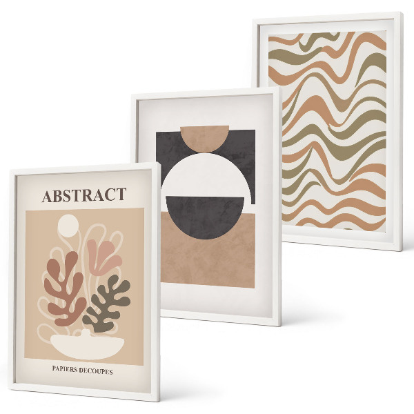 Three-piece wall art piece Abstract shapes patterns