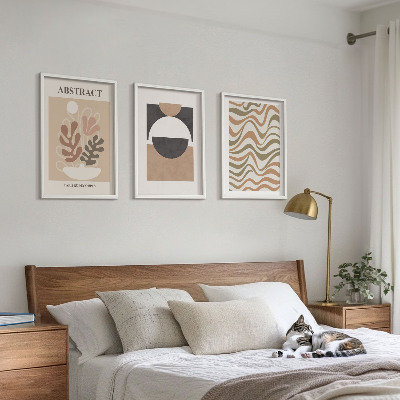 Three-piece wall art piece Abstract shapes patterns