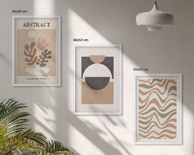 Three-piece wall art piece Abstract shapes patterns